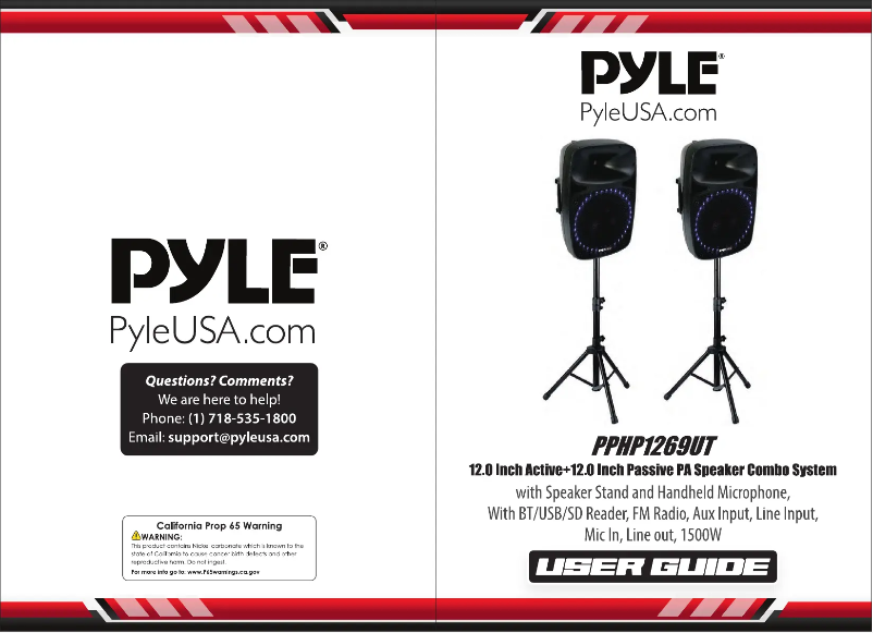 Page 1 de la notice Manuel utilisateur Pyle PPHP1269UT