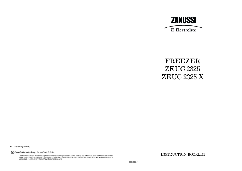 Page 1 de la notice Manuel utilisateur Zanussi-Electrolux ZEUC2325X