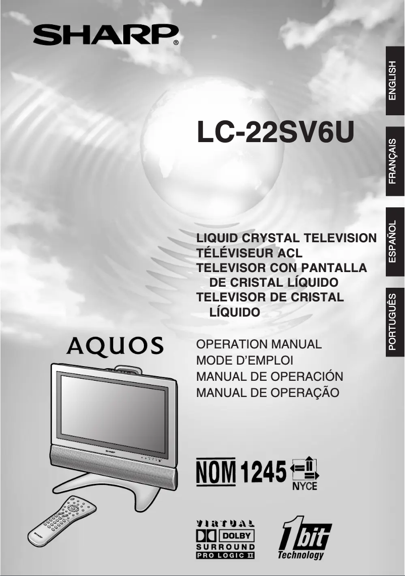 Image de la première page du manuel de l'appareil LC-22SV6U
