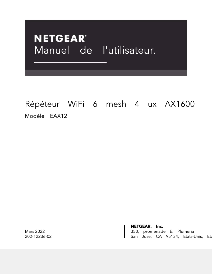 Page n°1 - Manuel utilisateur Netgear EAX15