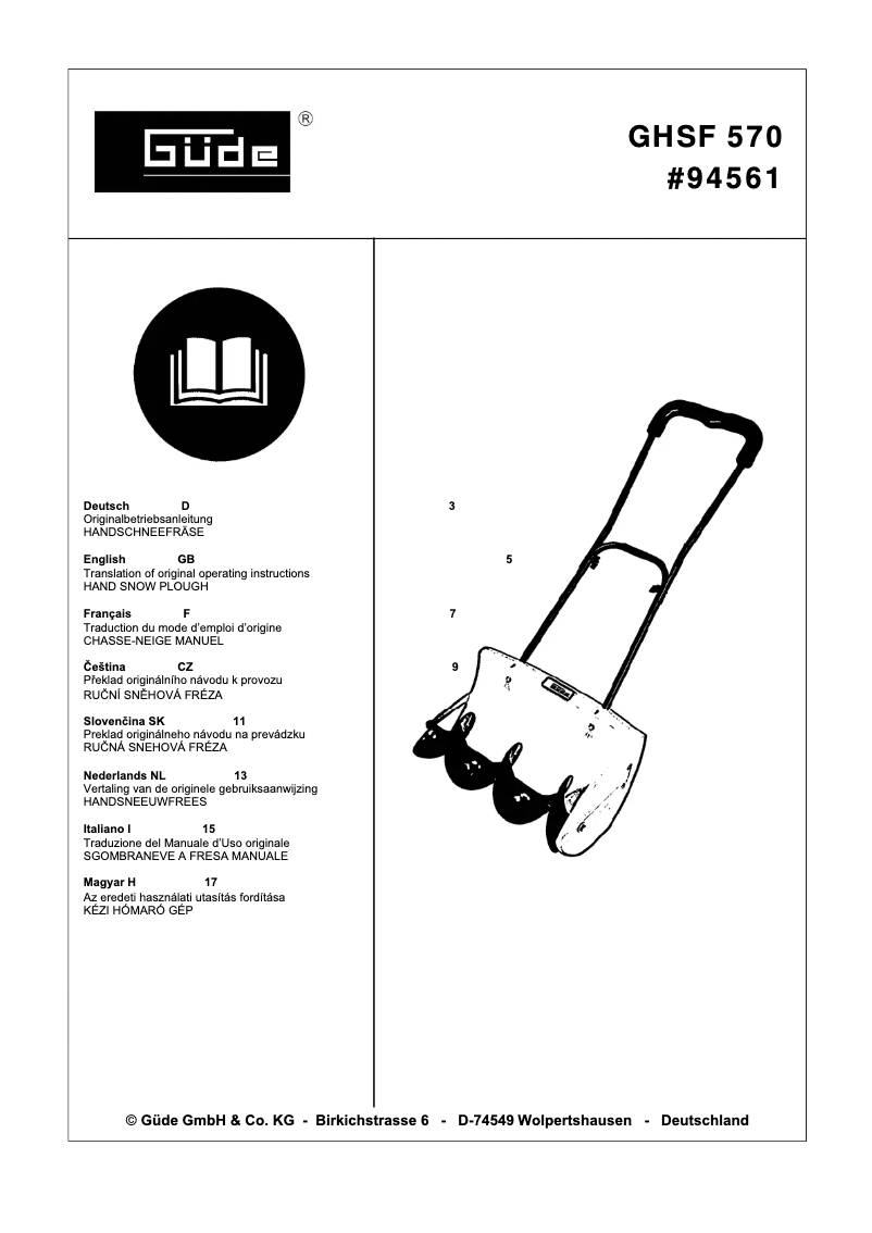 Imagen de la primera página del manual del dispositivo GHSF 570