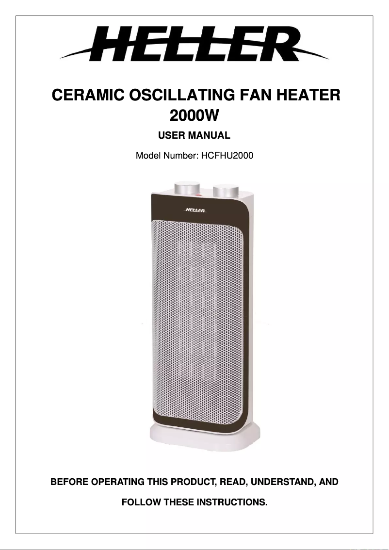 Image de la première page du manuel de l'appareil HCFHU2000