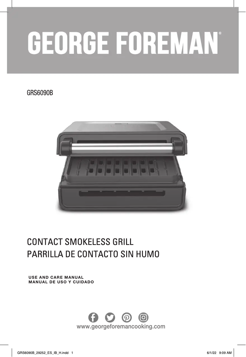 Página 1 del manual Manual de usuario George Foreman GRS6090B