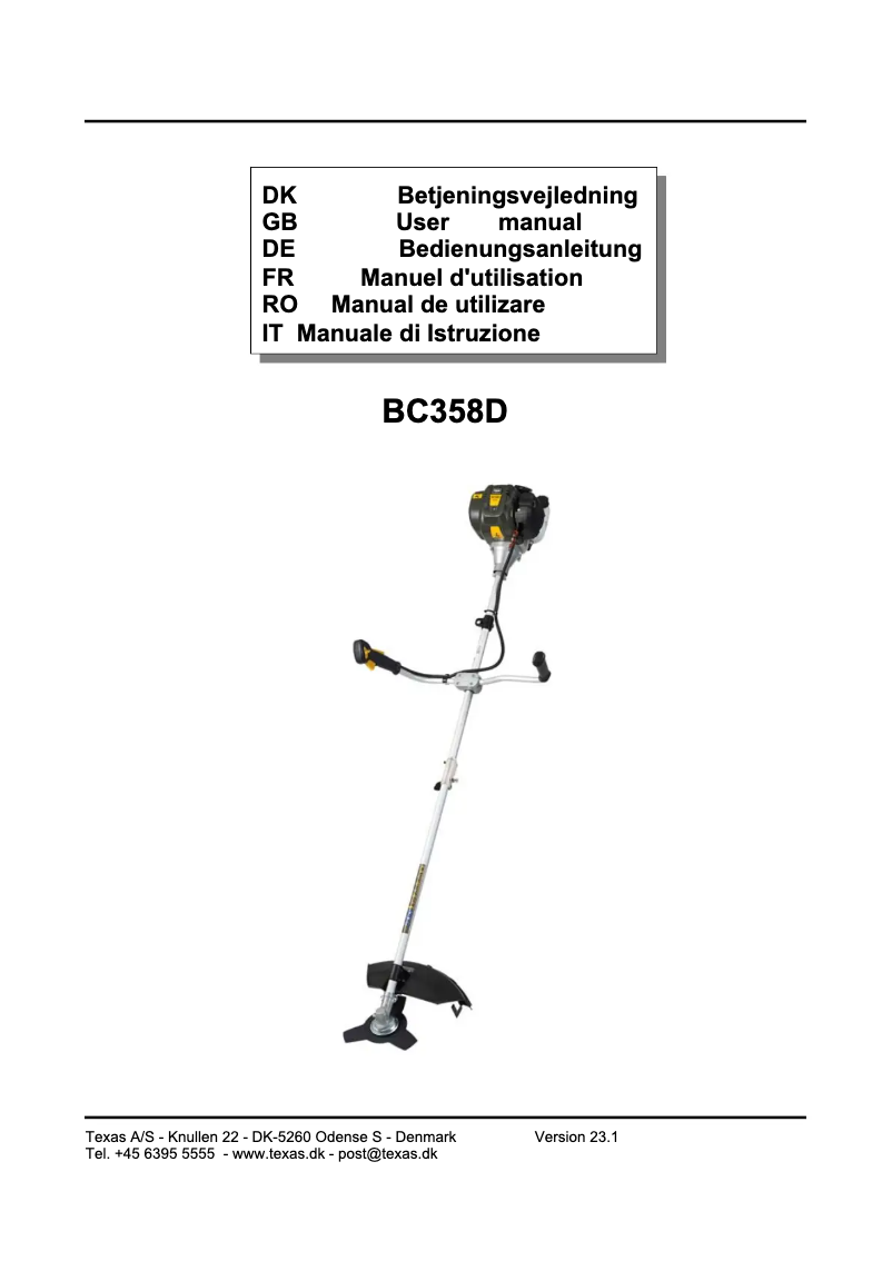 Page 1 de la notice Manuel utilisateur Texas BC358D