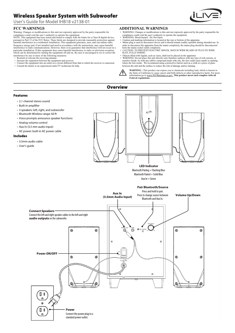 Page 1 de la notice Manuel utilisateur iLive IHB18B
