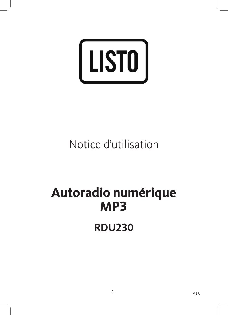 Página 1 del manual Manual de usuario Listo RDU230