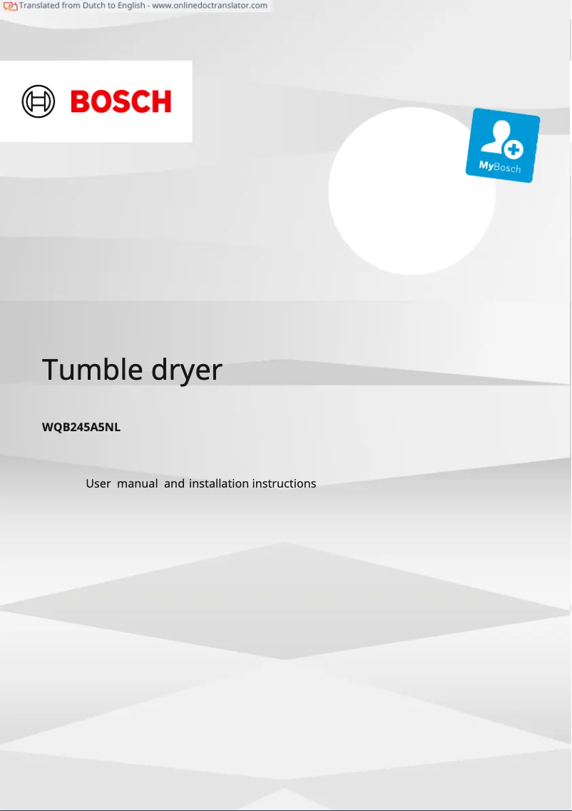 Página 1 del manual Manual de usuario Bosch WQB245A5NL