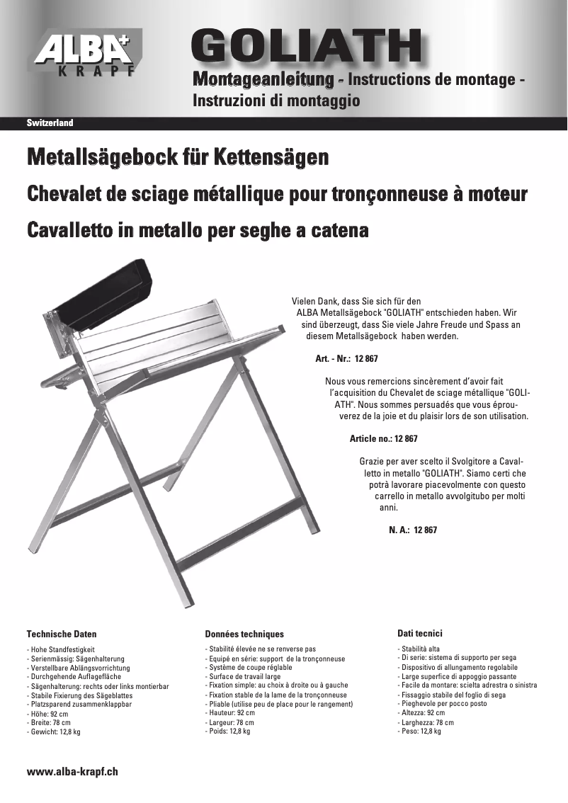 Página 1 del manual Manual de usuario Alba Krapf Goliath 12867