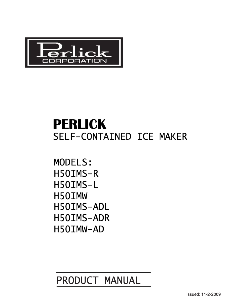 Page 1 de la notice Manuel utilisateur Perlick H50IMS-R