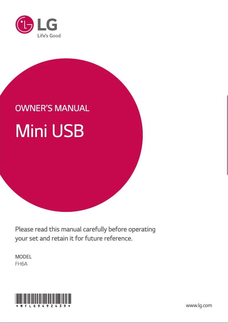 Page 1 de la notice Manuel utilisateur LG FH6A