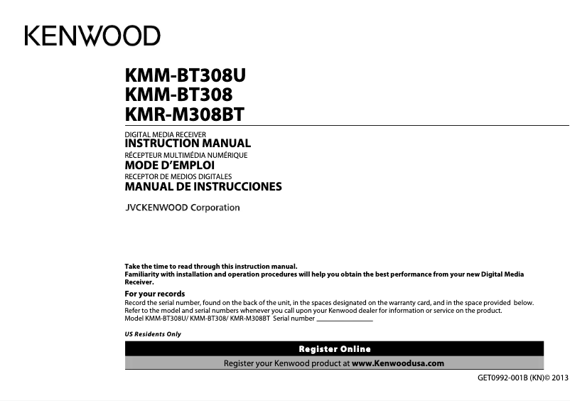 Página 1 del manual Manual de usuario Kenwood KMM-BT308U