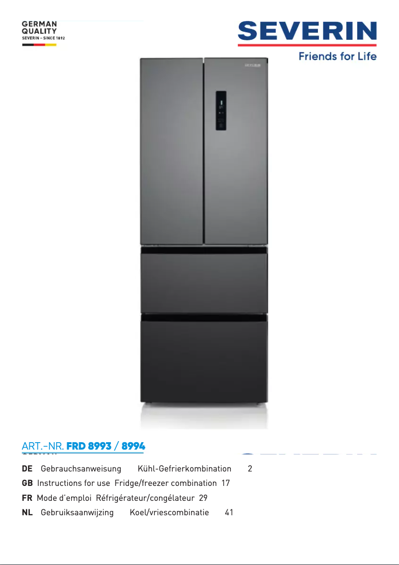 Page 1 de la notice Manuel utilisateur Severin FRD 8993