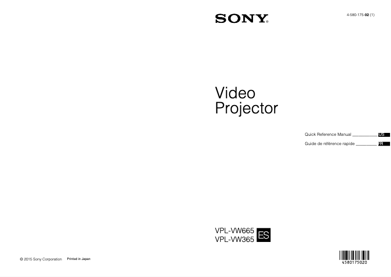 Image de la première page du manuel de l'appareil VPL-VW665ES