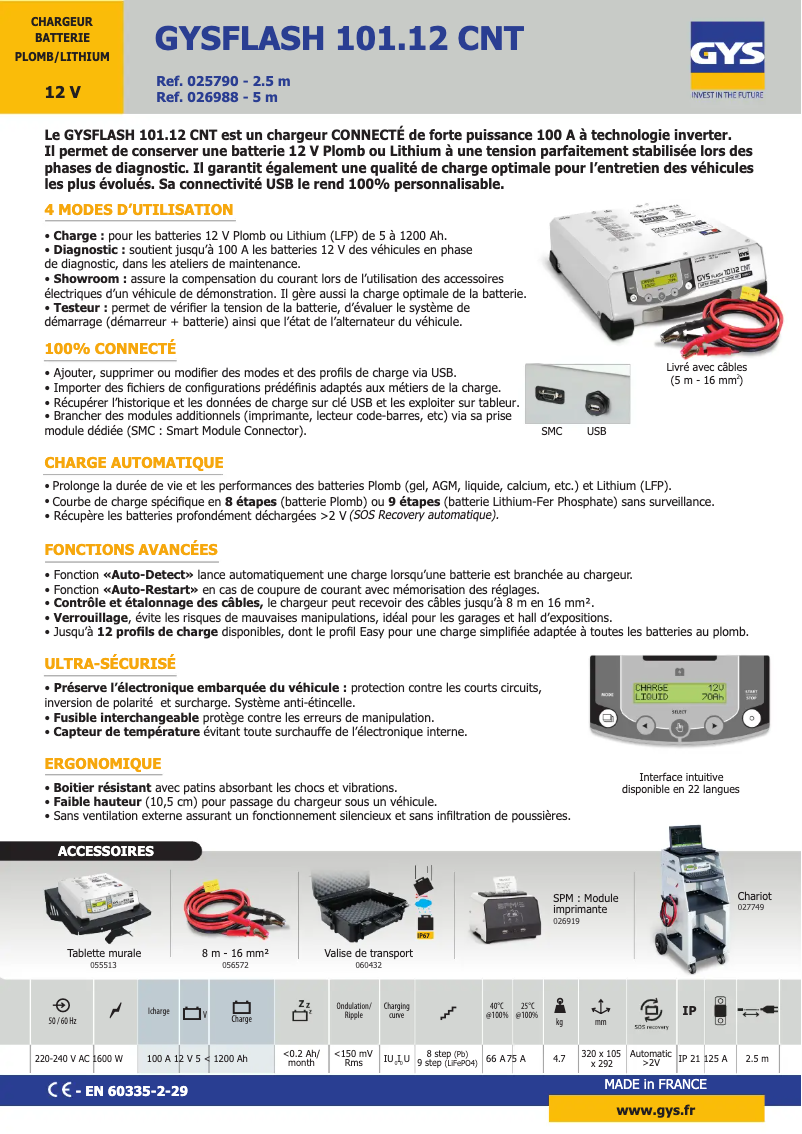 Página 1 del manual Ficha técnica GYS Gysflash 101.12 CNT