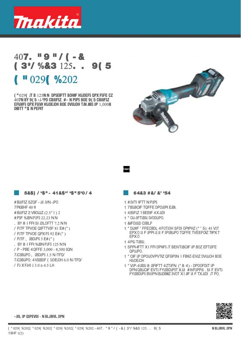 Page n°1 - Fiche technique Makita GA029GD202
