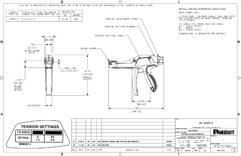 Page n°1 - Dessin technique Panduit GS4EH-E