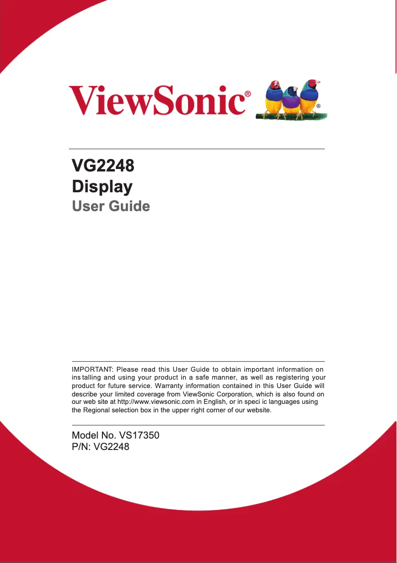 Page n°1 - Manuel utilisateur Viewsonic VG2248