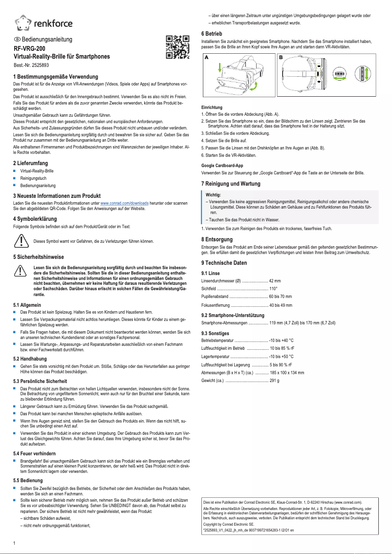 Page n°1 - Manuel utilisateur Renkforce RF-VRG-200