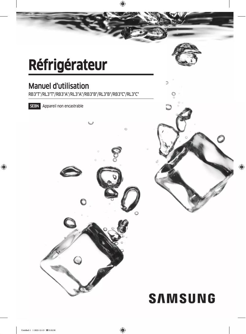 Page 1 de la notice Manuel utilisateur Samsung RB33R8717S9