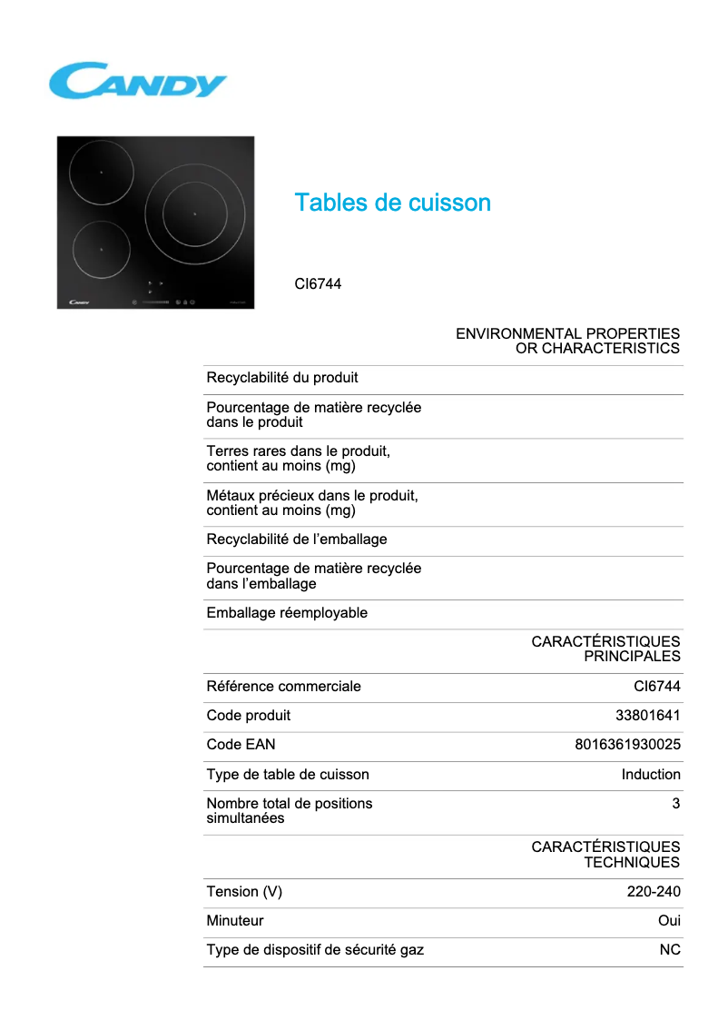 Image de la première page du manuel de l'appareil CI6744