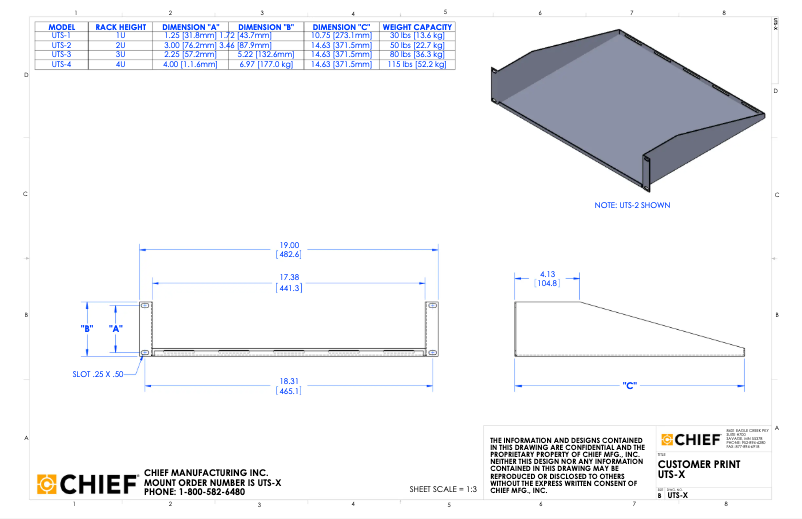 Page 1 de la notice Manuel utilisateur Chief UTS-1