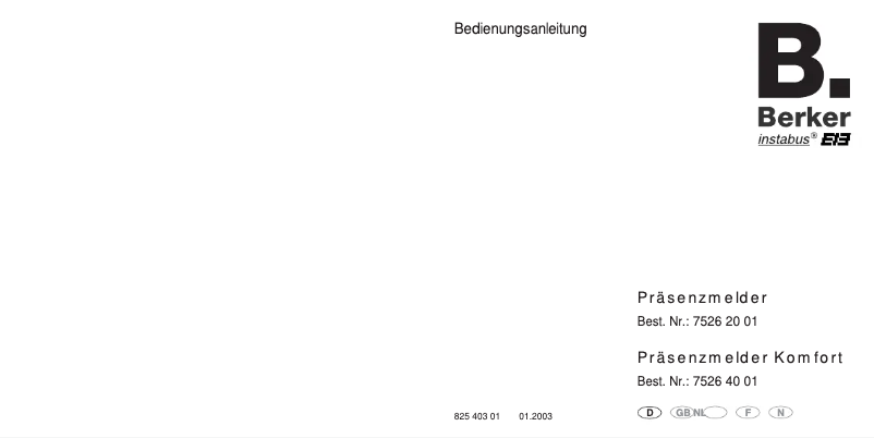 Page 1 de la notice Manuel utilisateur Berker 75264001