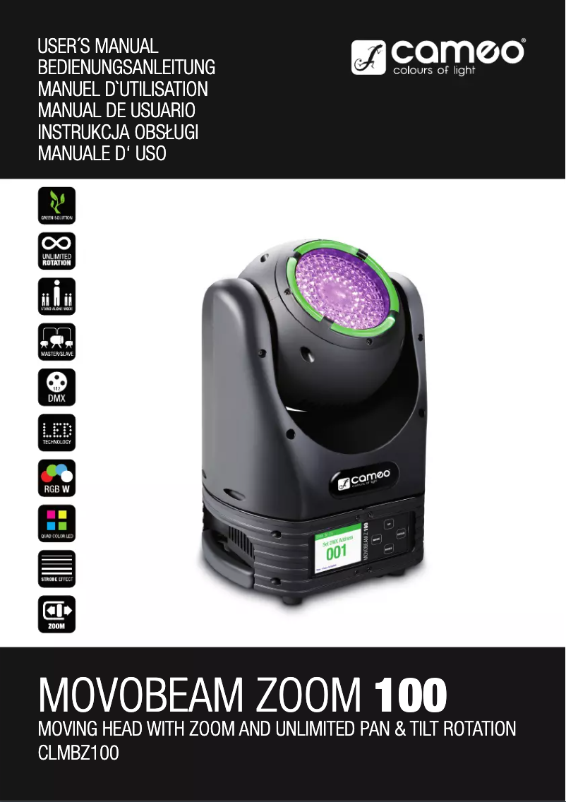 Page 1 de la notice Manuel utilisateur Cameo Movo Beam Z 100
