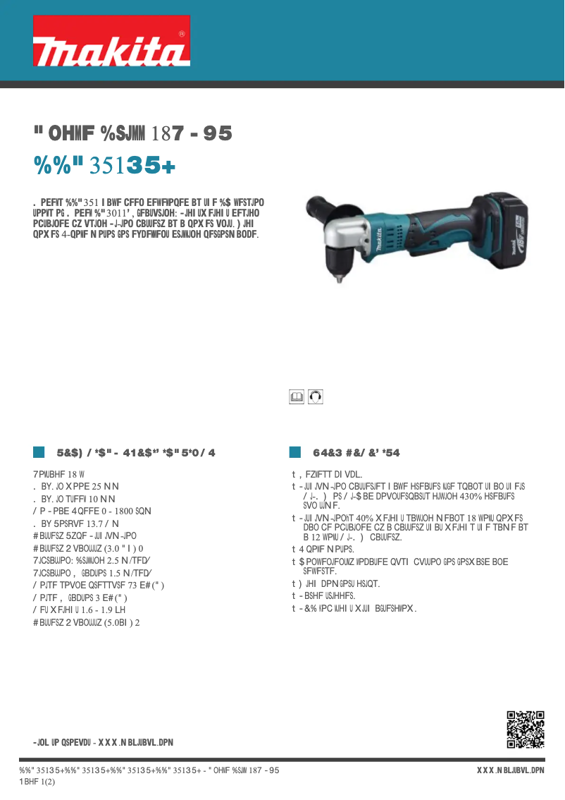 Page 1 de la notice Fiche technique Makita DDA351RTJ