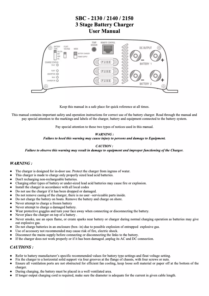 Page 1 de la notice Manuel utilisateur Manson SBC-2130