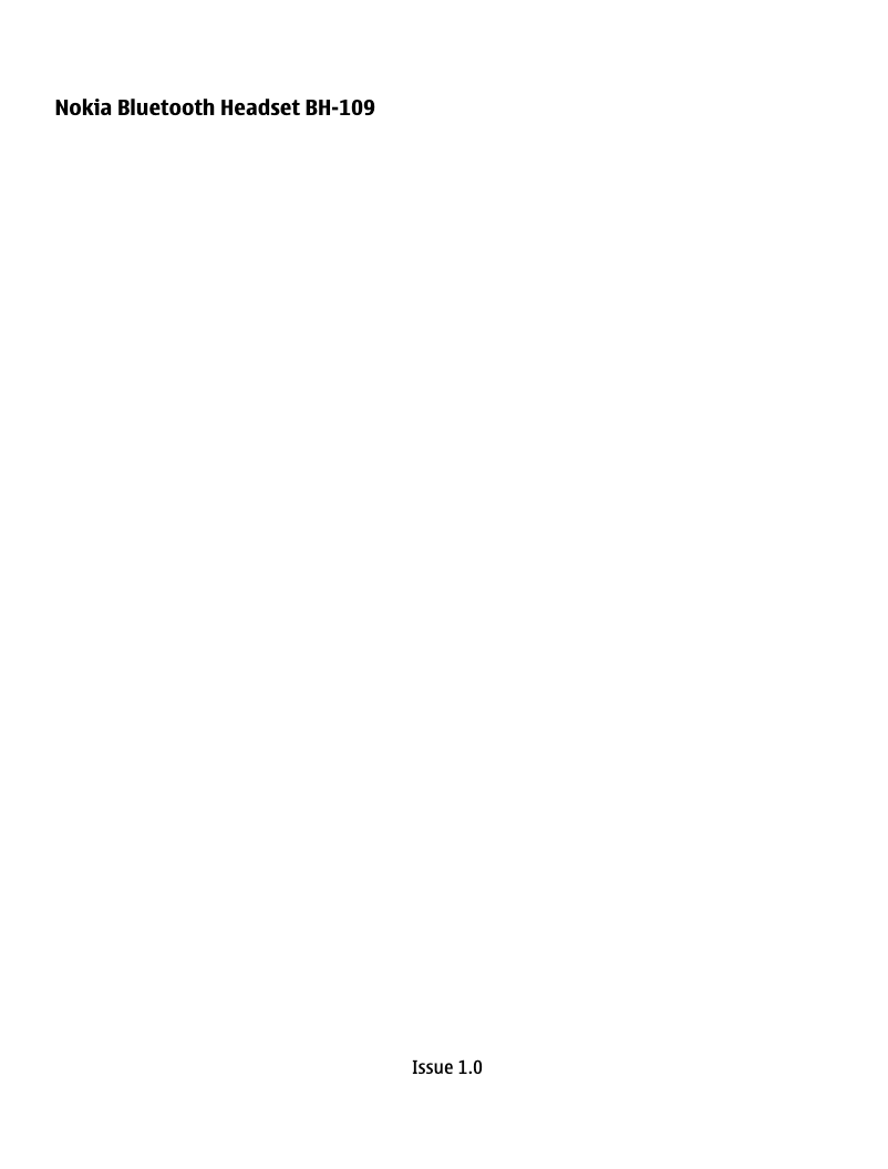 Page 1 of the manual User Manual Nokia BH-109