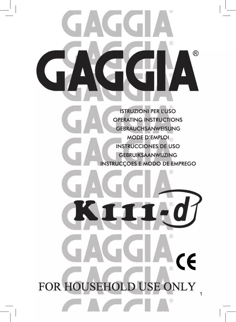 Page 1 de la notice Manuel utilisateur Gaggia K-111D