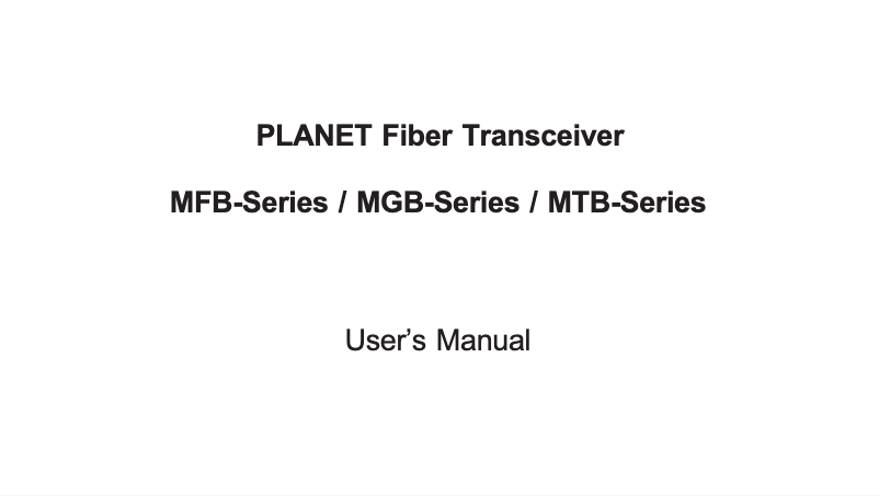 Page n°1 - Manuel utilisateur Planet MGB-SX2