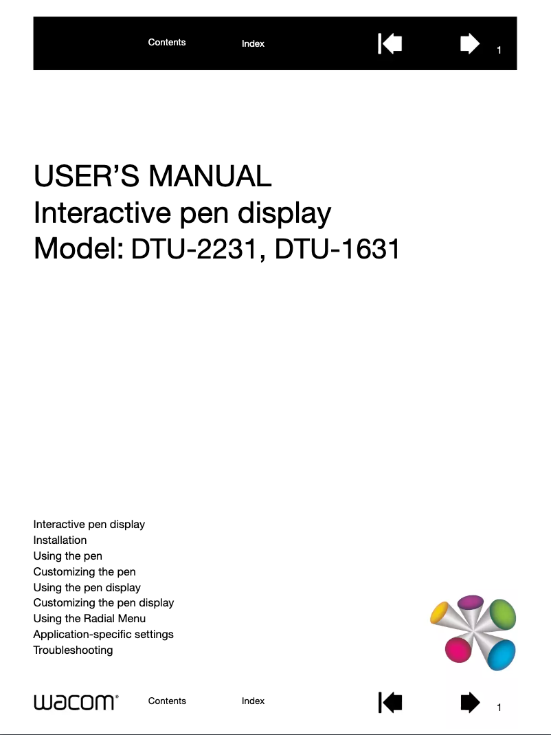 Page 1 de la notice Manuel utilisateur Wacom CintiQ DTU-1631