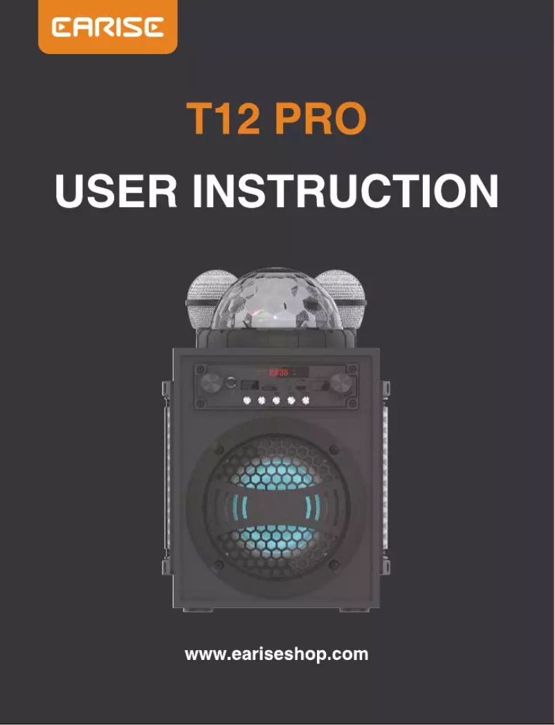 Page 1 de la notice Manuel utilisateur EARISE T12 Pro