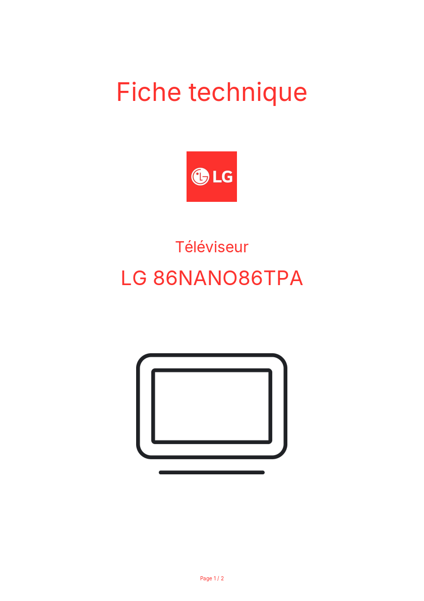 Image de la première page du manuel de l'appareil 86NANO86TPA