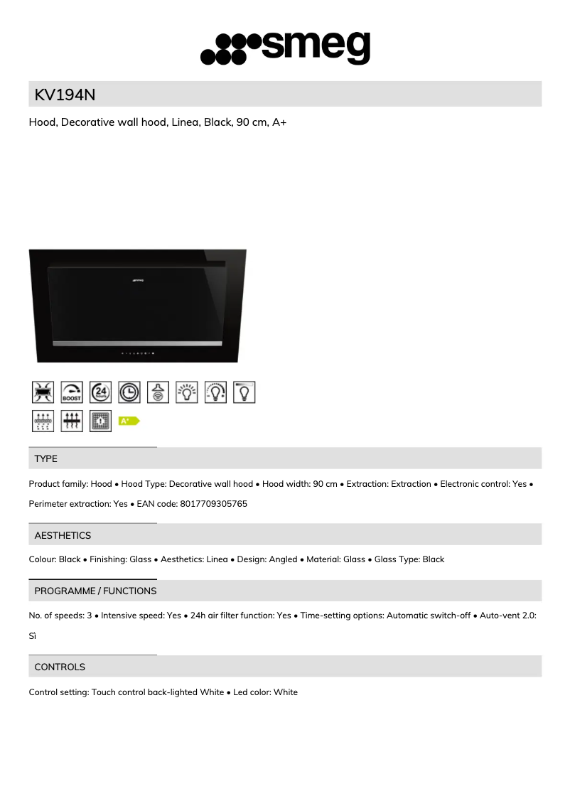 Page 1 de la notice Brochure Smeg KV194N
