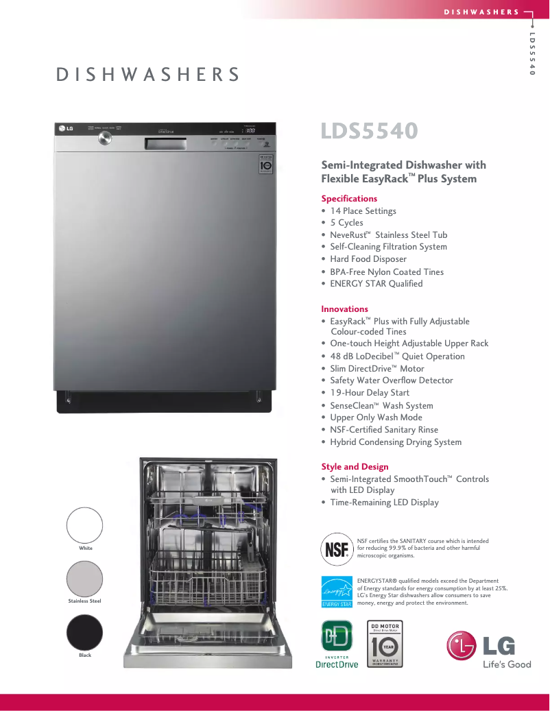 Image de la première page du manuel de l'appareil LDS5540WW