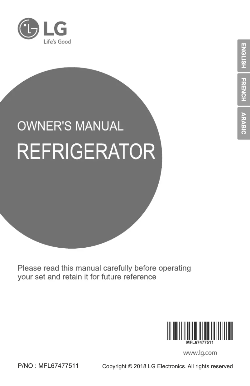 Page 1 de la notice Manuel utilisateur LG GR-C539HQCN