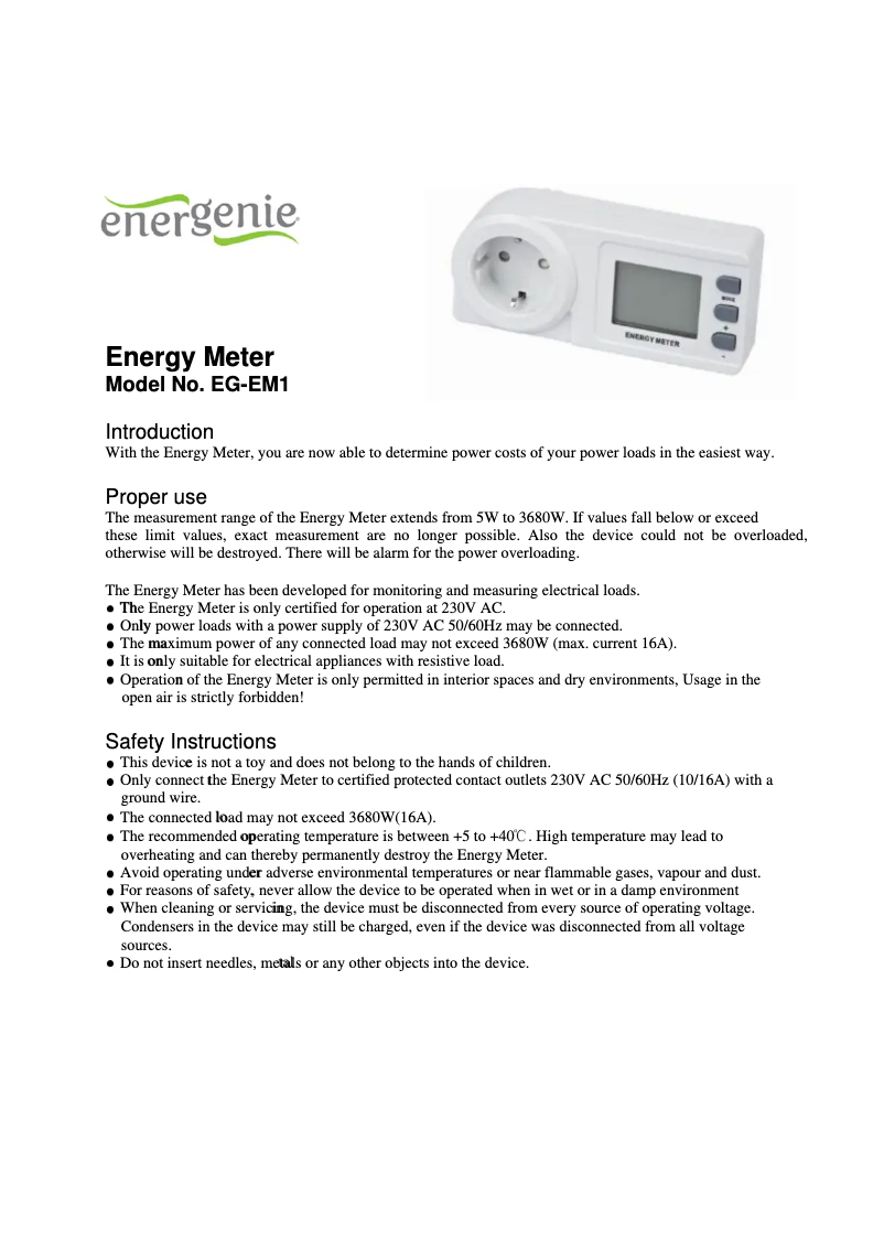 Página 1 del manual Manual de usuario Gembird EG-EM1
