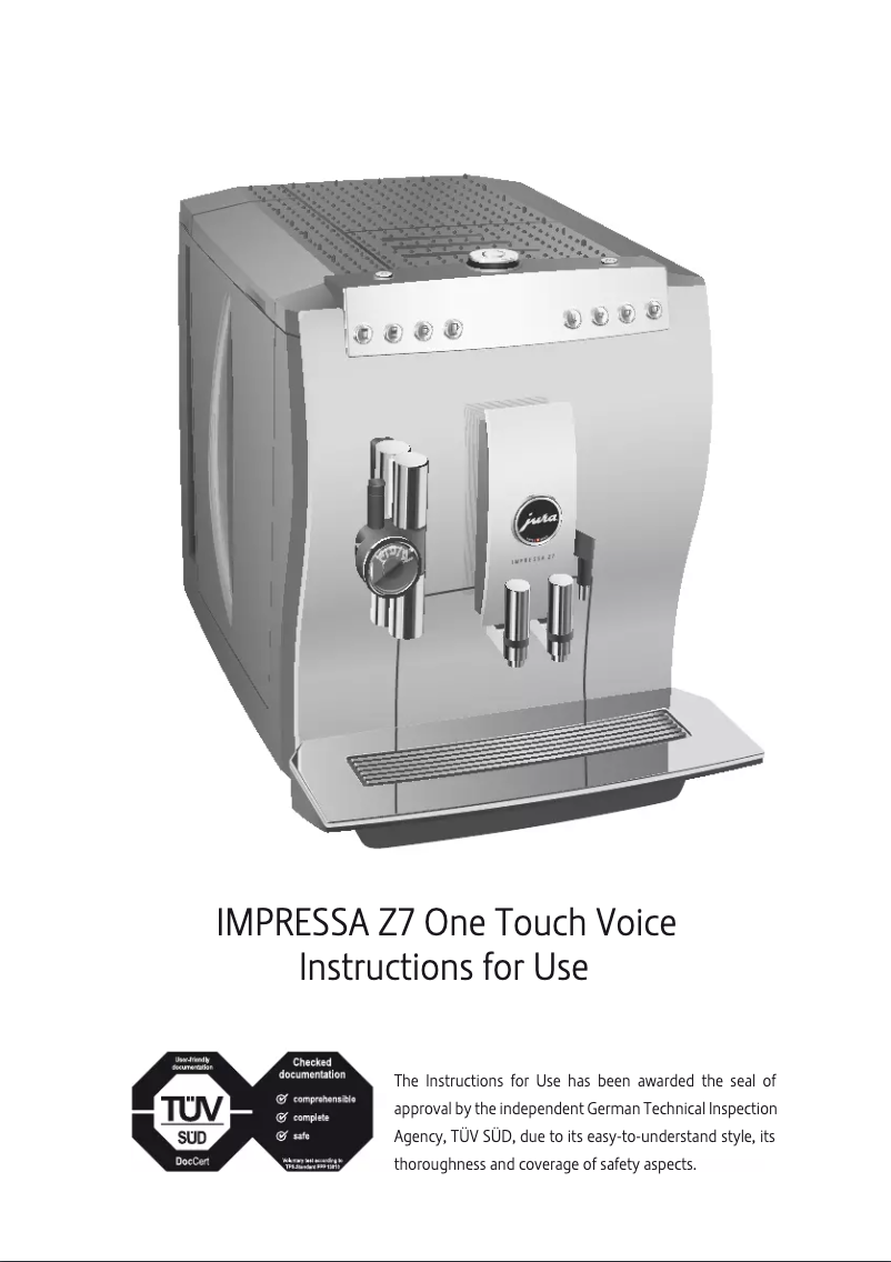 Page n°1 - Manuel utilisateur Jura Impressa Z7 One Touch Voice