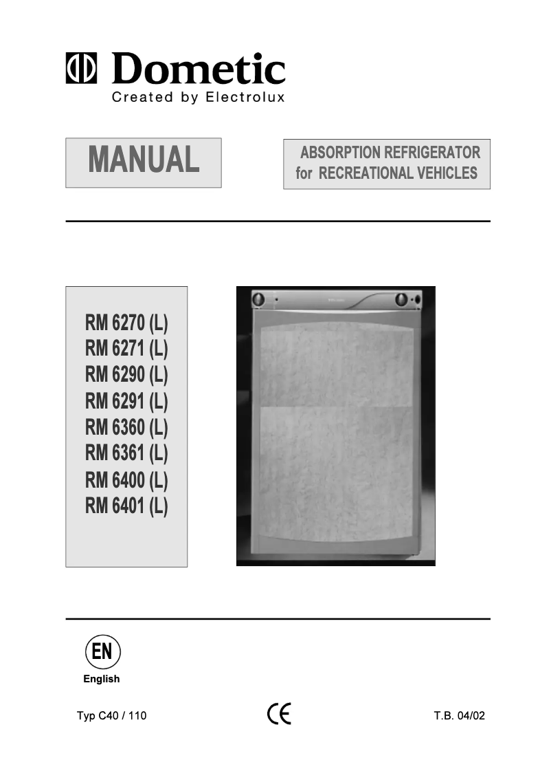 Page 1 of the manual User Manual Dometic RM 6290