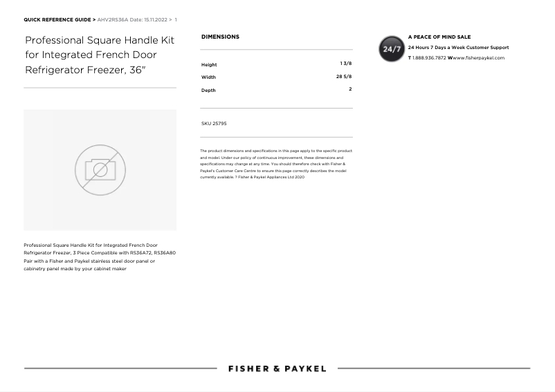 Page 1 de la notice Manuel utilisateur Fisher & Paykel AHV2RS36A