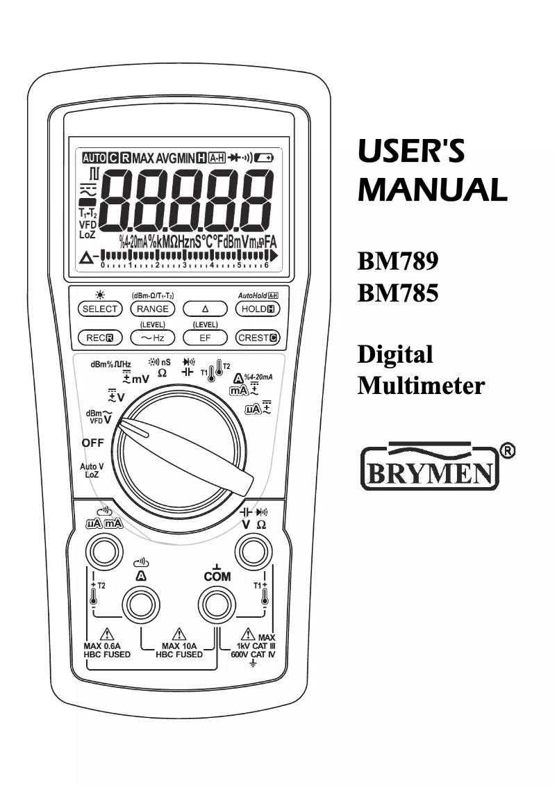 Page n°1 - Manuel utilisateur Brymen BM789