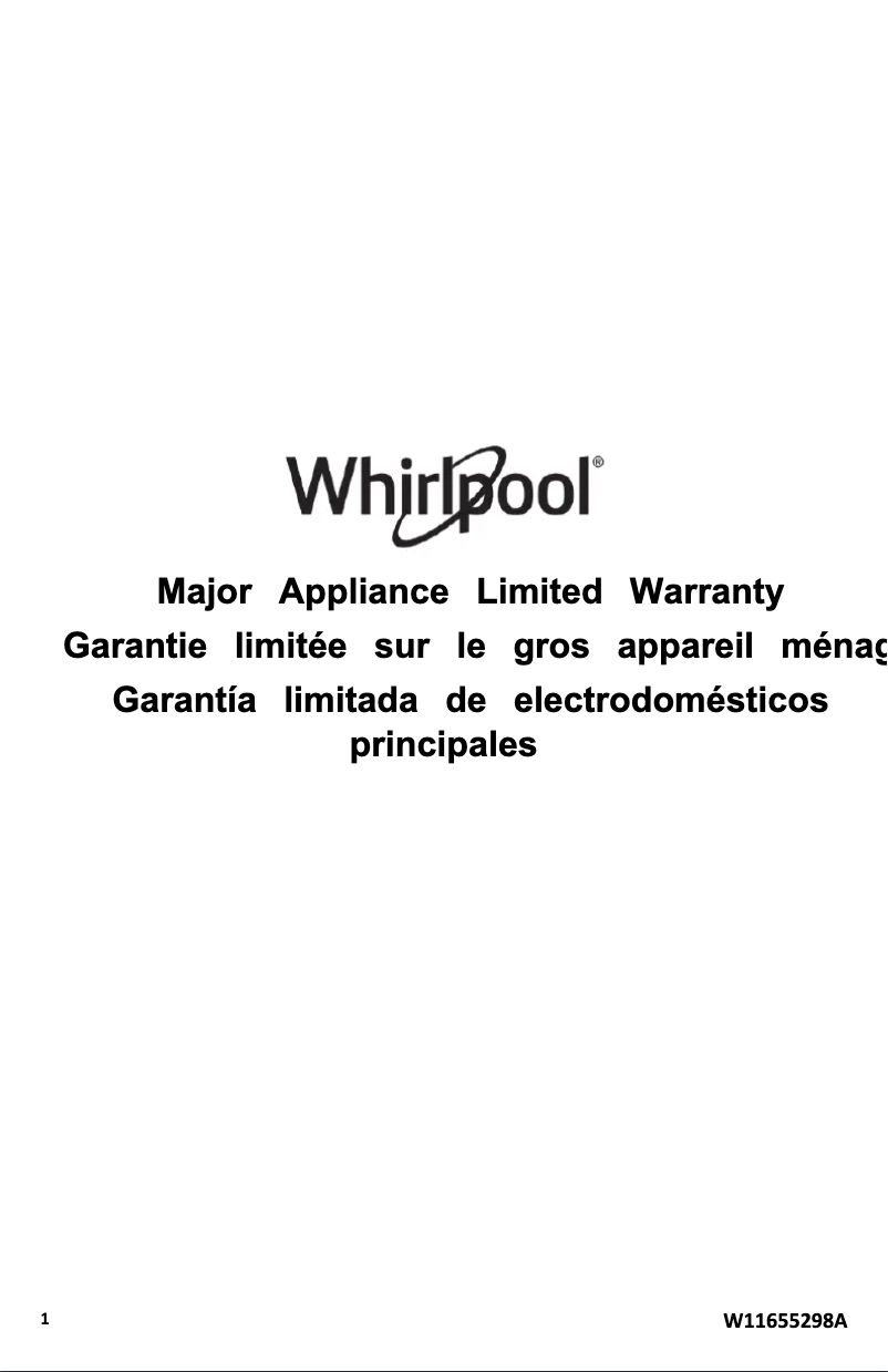 Página 1 del manual Información de garantía Whirlpool WOES3030LS