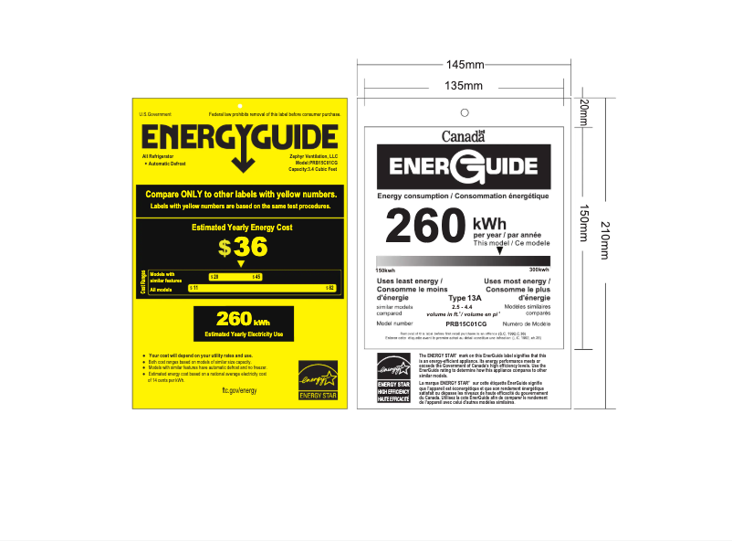Page n°1 - Label énergétique Zephyr Presrv PRW15C01CG