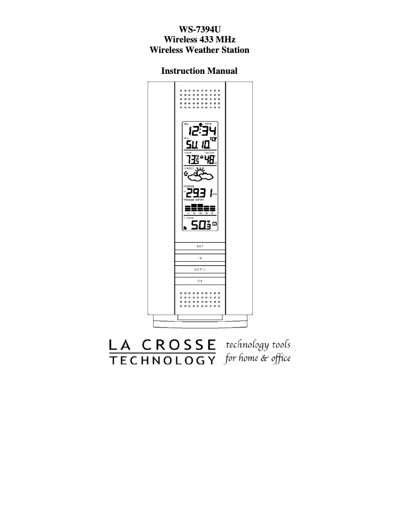 Page n°1 - Manuel utilisateur La Crosse Technology WS-7394U