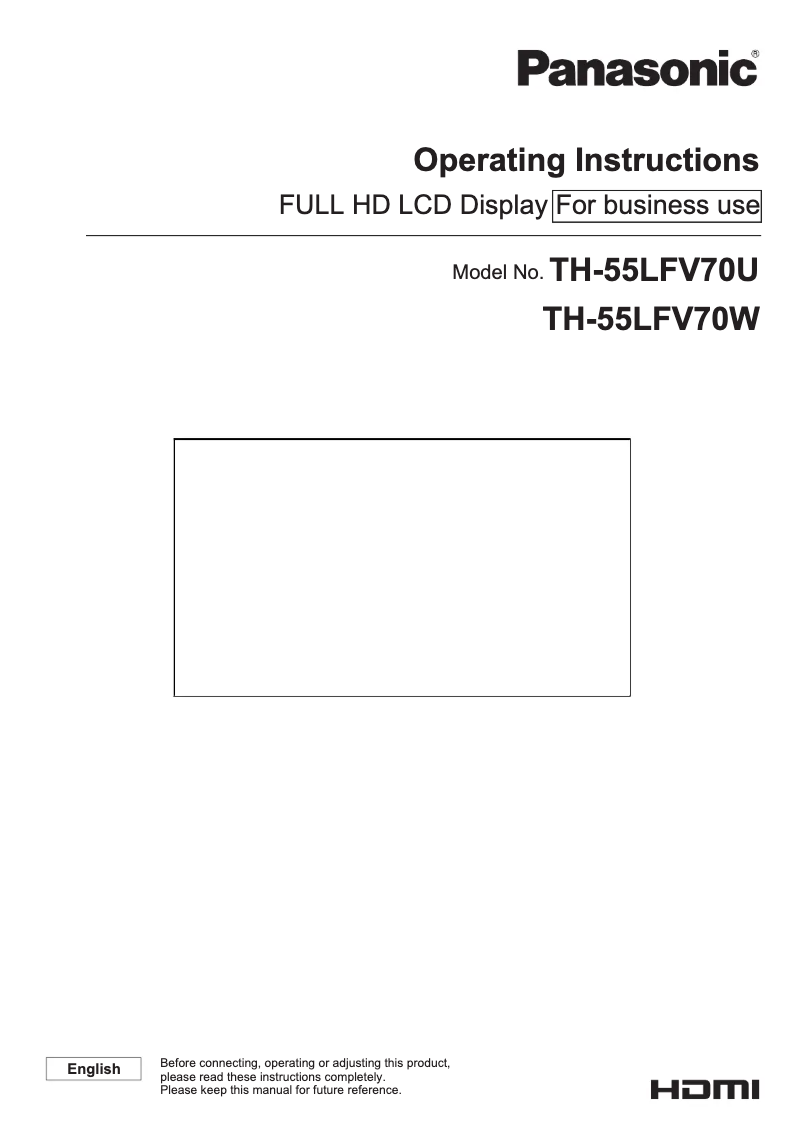 Image de la première page du manuel de l'appareil TH-55LFV70