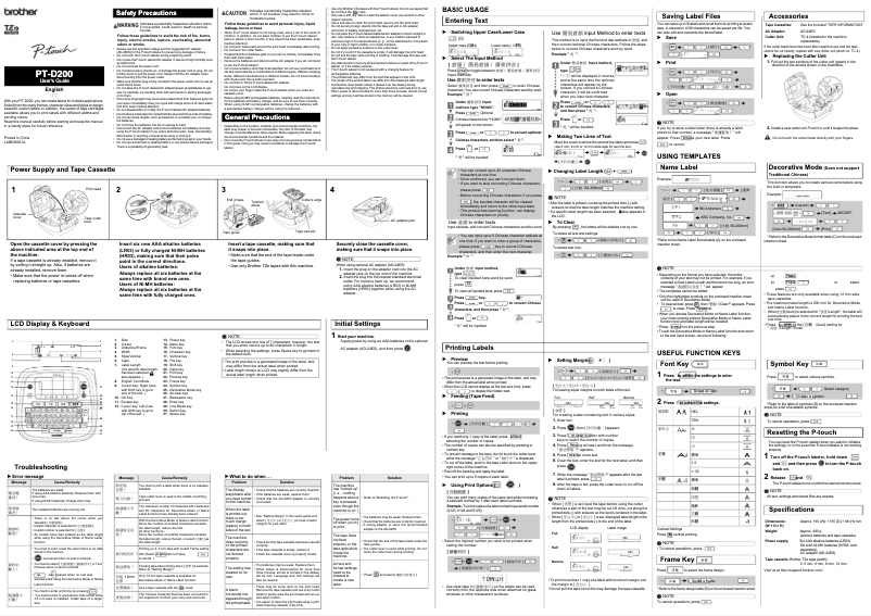 Image de la première page du manuel de l'appareil P-Touch PT-D200LB