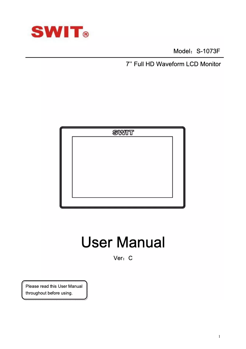 Page n°1 - Manuel utilisateur SWIT S-1073F