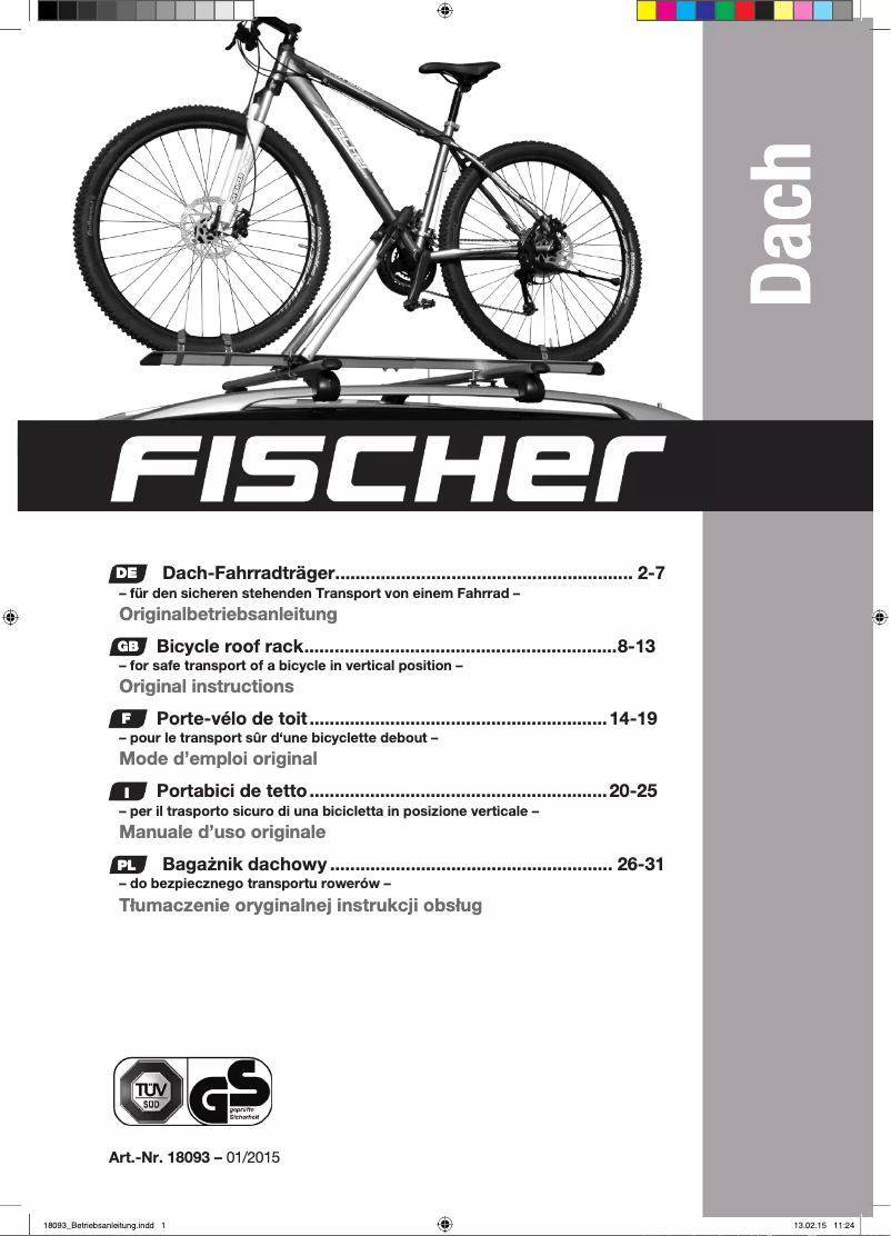 Page 1 de la notice Manuel utilisateur Fischer Dach